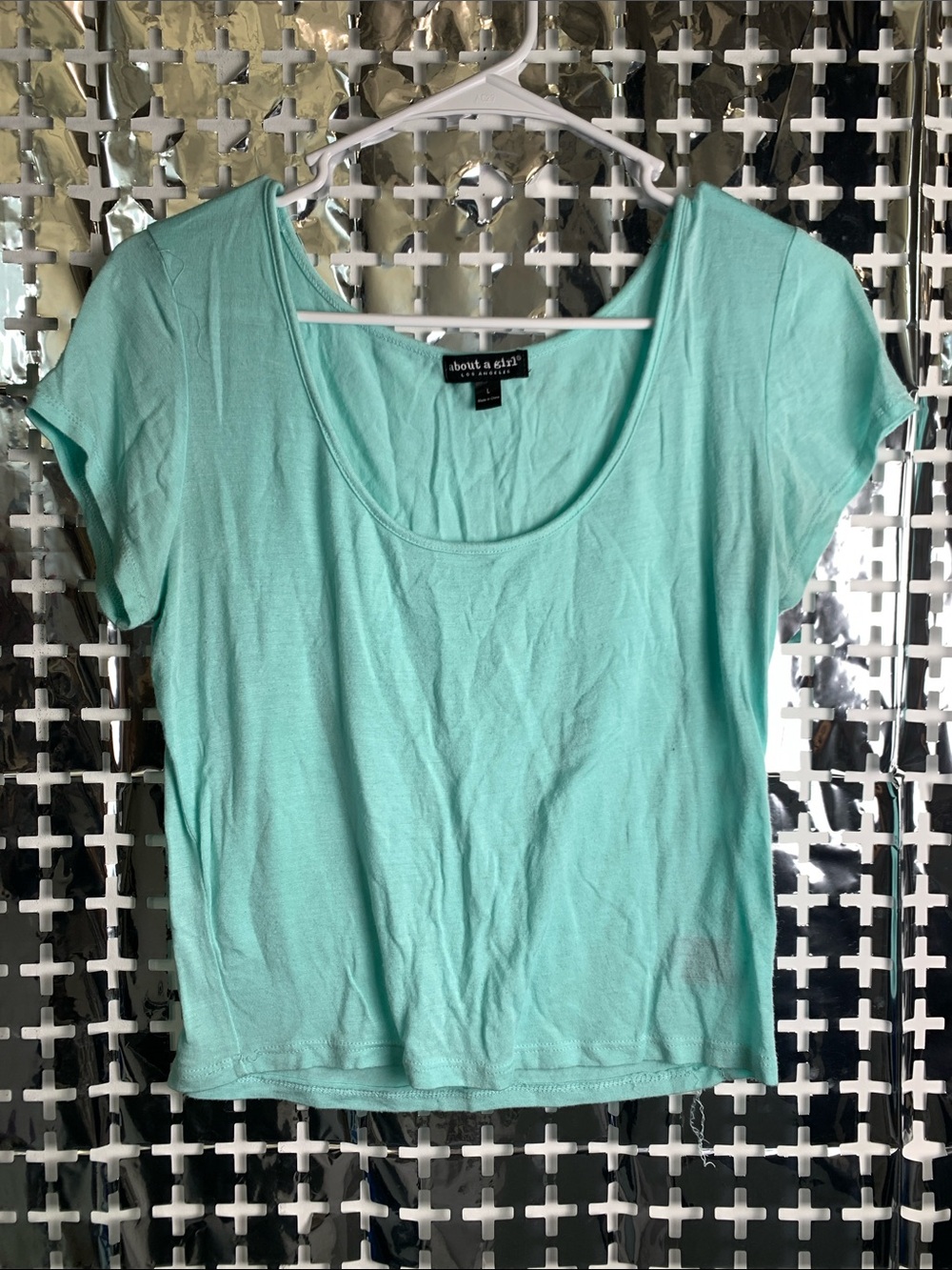 About A Girl Scoop Neck Short Sleeve Top - Aqua